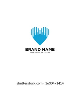 logo design heart shape and straight line vector template