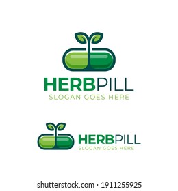 Logo-Design der Herbal Kapsel Tablettenblatt Arzneimittel Symbol Design