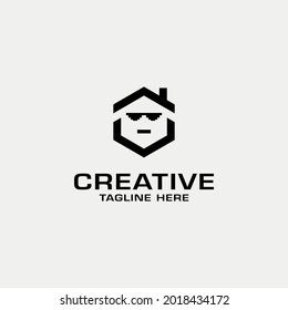 Logo design of Home and face symbol. Logo design perfect for building, industry, architect, etc.
