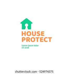 Logo design home protect vector template