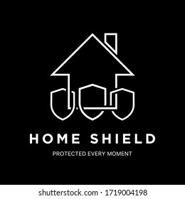 Diseño de logotipo con combinación de escudo y hogar. Bien para la identidad corporativa o de marca