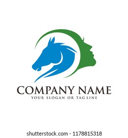 logo design horse care, horse training vector template