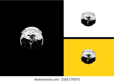 logo design of horse and man vector black and white