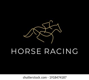 Logo design, horse racing, jockey, line art, monoline, outline style