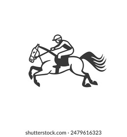 Diseño de logotipo para carreras de caballos, fuerza y velocidad en el hipódromo