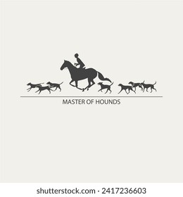 Diseño del logotipo, jinete de caballos acompañado de perros