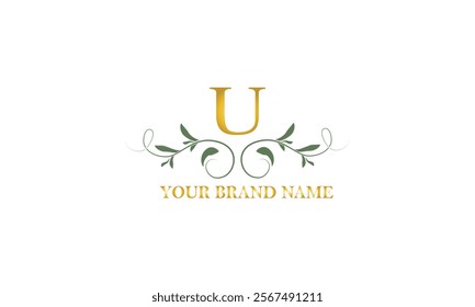 Logo design for hotel, restaurant and other business. Luxury badge with letter U.