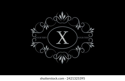 Logo design for hotel, restaurant and others. Monogram design with luxury letter X on dark background