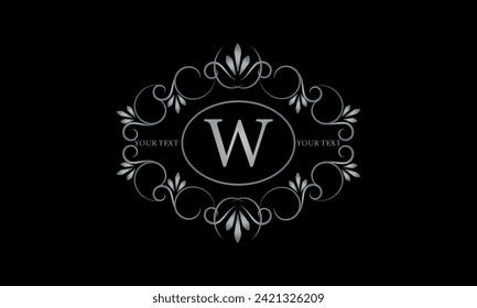 Logo design for hotel, restaurant and others. Monogram design with luxury letter W on dark background