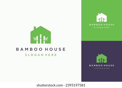 logo design house or house with bamboo