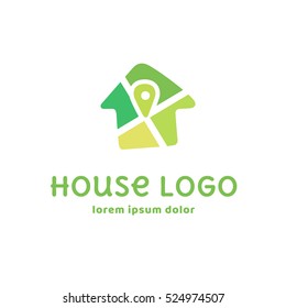 Logo design house and map marker vector template