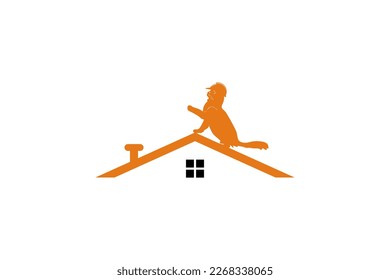 Logo Design House rooftop and cat construction template element stock vector