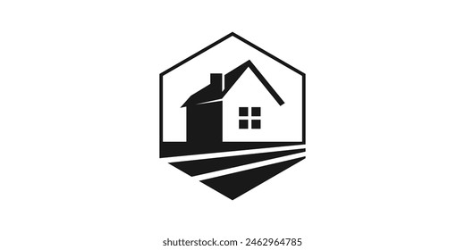 diseño de logotipos para casas, residencias, aldeas, iconos de diseño de logotipos, símbolos, Vectores, ideas creativas.