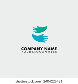 Logo design of hugging hands. Concept of support and care.