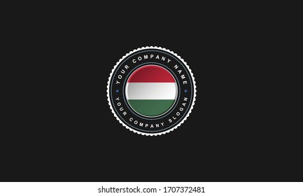 diseño del logo con el concepto de Hungría en círculo. Vintage rojo, verde y blanco y premium