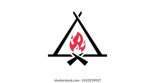 logo design icon campfire, outdoor, vector, symbol,
