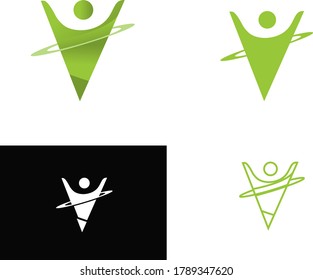 Diseño de logotipos e iconos persona creativa y elemento de personas creativas firmar verde y negro y blanco