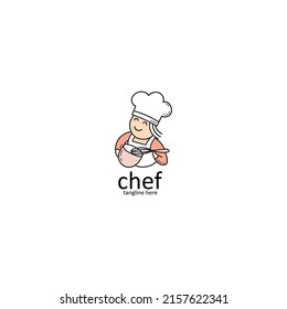 logo design, with the icon of a cute female chef
