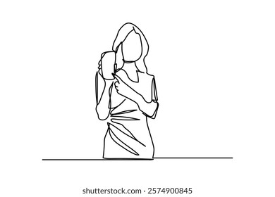 logo design icon flat continuous line using smartphone