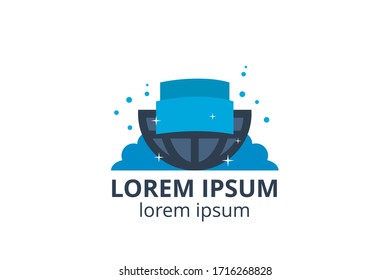 logo design icon for laundry business template in creative silhouette shape isolate vector illustration with cloth.