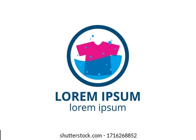 logo design icon for laundry business template in creative silhouette shape isolate vector illustration with cloth.