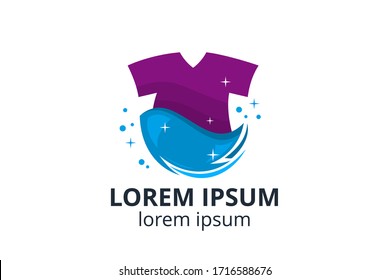 logo design icon for laundry business template in creative silhouette shape isolate vector illustration with cloth.