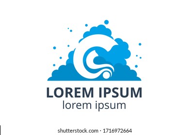 logo design icon for laundry business template in creative silhouette shape isolate vector illustration.
