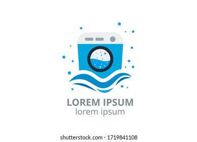logo design icon for laundry business template in creative silhouette shape isolate vector illustration.