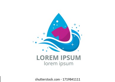 ícono de diseño del logo para la plantilla de negocio de lavandería en forma de silueta creativa aísla ilustración vectorial con tela.