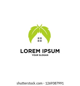 logo design with icon leaf and home