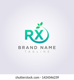 Logo Design Icon The letter RX with R has leaves at the end.
