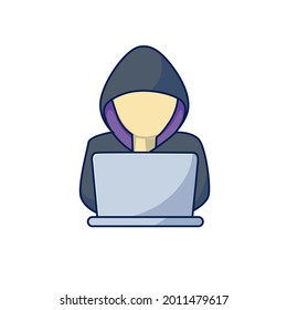 Logo-Design, Symbol einer Person, die einen Laptop mit einer Jacke anschaut