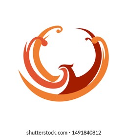 logo design icon phoenix red