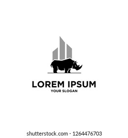 logo design with icon rhinoceros