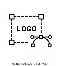 Logo design icon. Simple outline style. Brand, unusual, grid, shape, element, art, creative, graphic design concept. Thin line symbol. Vector illustration isolated.
