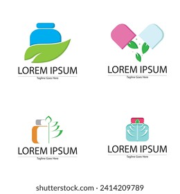 Logo Design and Icon Template for Herbal Medicine, Health, and Pharmacy.