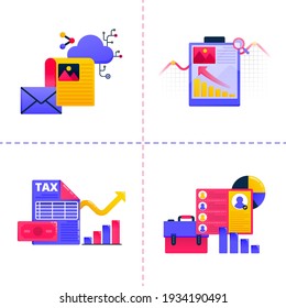 logo design icon with theme of business technology and financial work with chart and document illustrations. Icon pack template can be used for landing page, web, mobile app, poster, banner, website