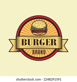 logo design illustration badges, banners, labels and logo for hamburger, burger shop. Simple and minimal design. Vector illustration