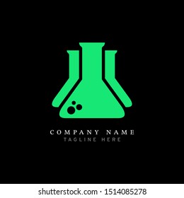 Logo Design Illustration Of Beaker, Chemical Icon, Laboratory Icon - Vector