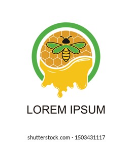 logo design illustration of bee animal with honeycomb
