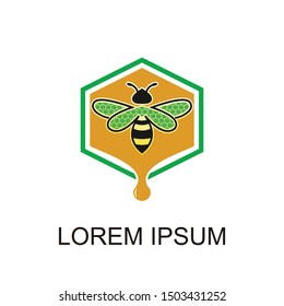 logo design illustration of bee animal with honeycomb