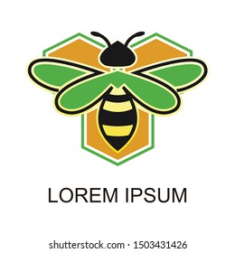 logo design illustration of bee animal with honeycomb