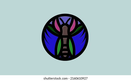 Logo design illustration of a beetle and this elegant flower, suitable for community, company, security and health logos.