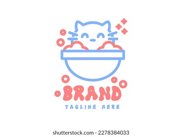 Ilustración de diseño de un gato bañándose en una bañera.