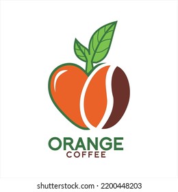 Logo design illustration of coffee beans and orange fruit.