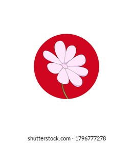 logo design with illustration of a flower on a red circle background