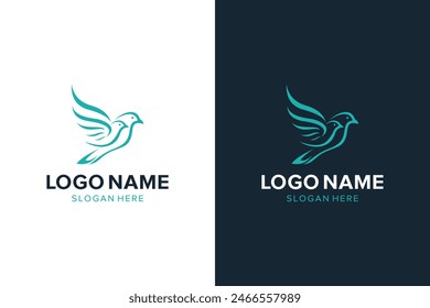 Logo design Illustration of Flying Firds, pairing and togetherness. Bird vector.