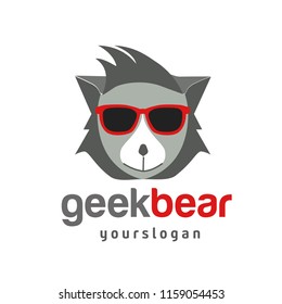 Logo Design Illustration Geek Bear Head