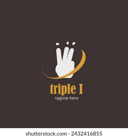 Logo design illustration of a hand with three fingers and three letters i.