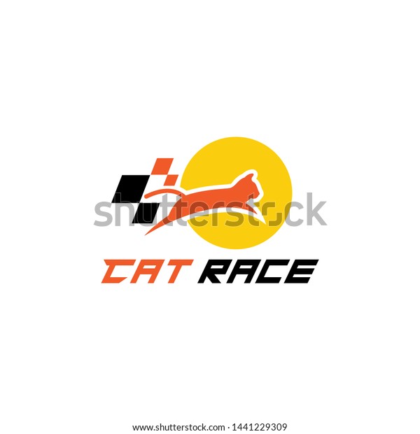 logo design illustration inspiration with flag and\
a cat for racing sport